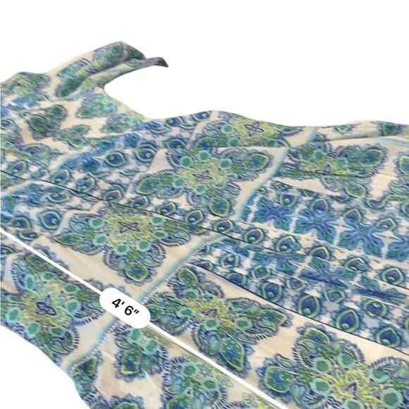 HALE BOB Long cotton pin tuck  Blue and Green Patterned Maxi Dress Size SMALL - Picture 8 of 10